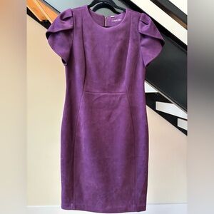Women’s Purple Faux Suede Tulip Sleeve Sheath Dress. Near New, Size 10
